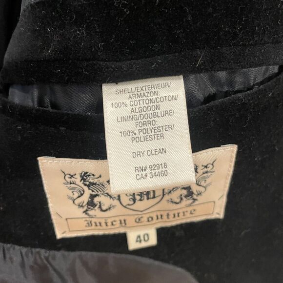 ~ Mens 40 Juicy Couture Velvet Blazer** Black Lined Flap Pockets 2 button Notch - Picture 12 of 15